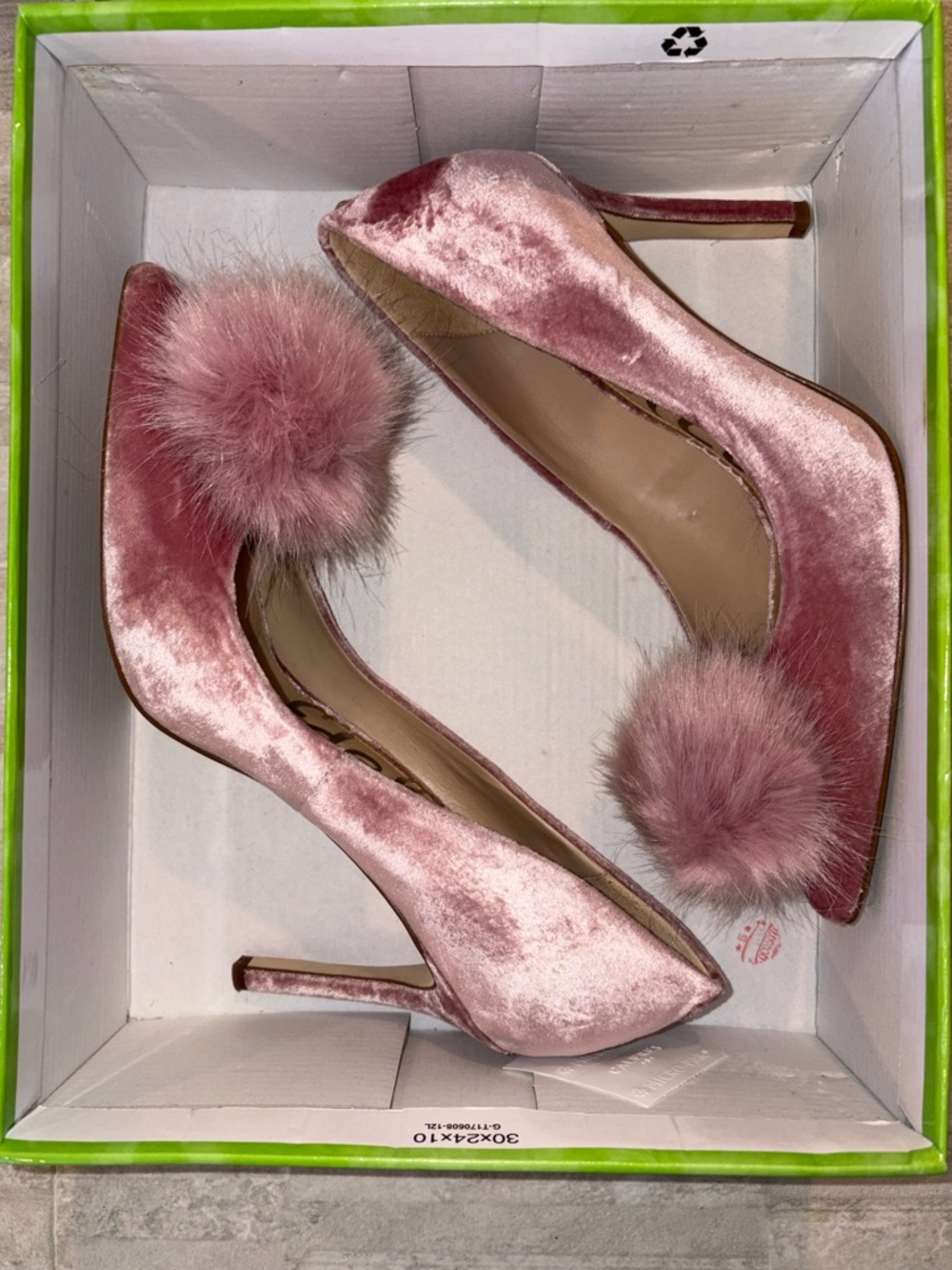 Sam Edelman Blush Pink Haroldson Velvet Pom-Pom Stiletto Heels